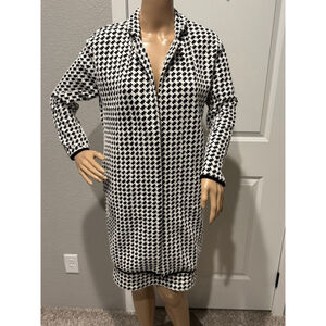 Philosophy Republic Clothing Houndstooth long Blazer skirt set S/6 Black White